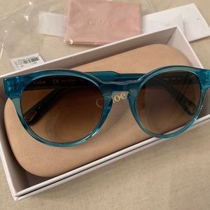 Chloe Round Sunglasses Azure
